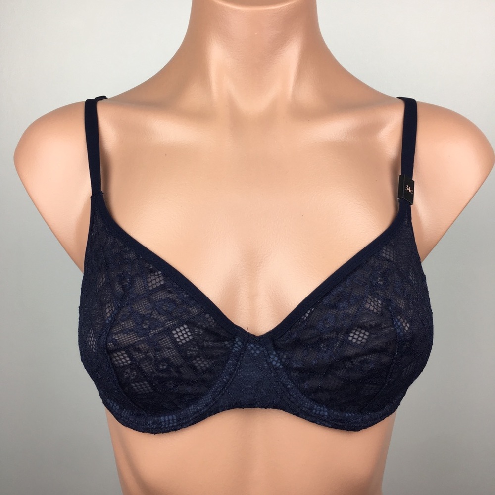 🛍 VS Body by Victoria Lace Unlined Demi Navy 34C